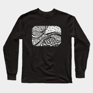 Ink drawing - Tangle Rolling Hills Long Sleeve T-Shirt